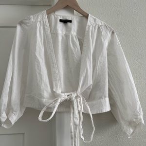 Banana Republic Cropped Wrap top with Embroidery neckline